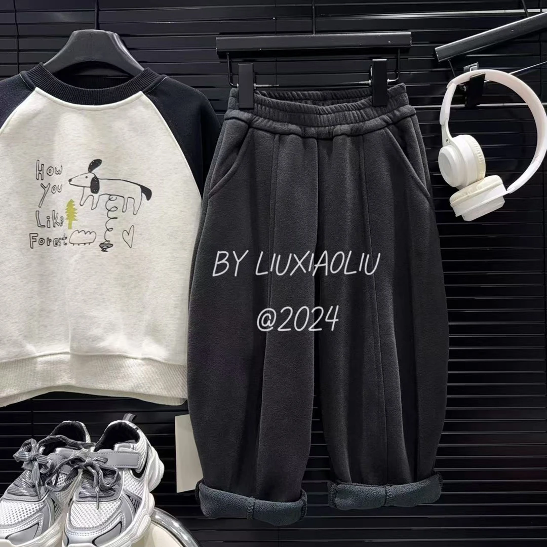 杭州六小六正版 BY LIUXIAOLIU冬季儿童加绒卫裤12455