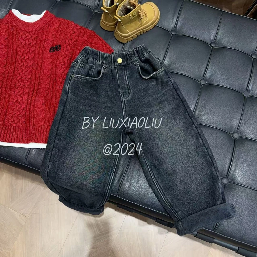杭州六小六正版 BY LIUXIAOLIU冬季儿童加绒牛仔裤15018