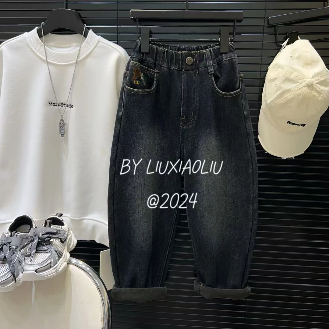 杭州六小六正版 BY LIUXIAOLIU冬季儿童加绒牛仔裤12460