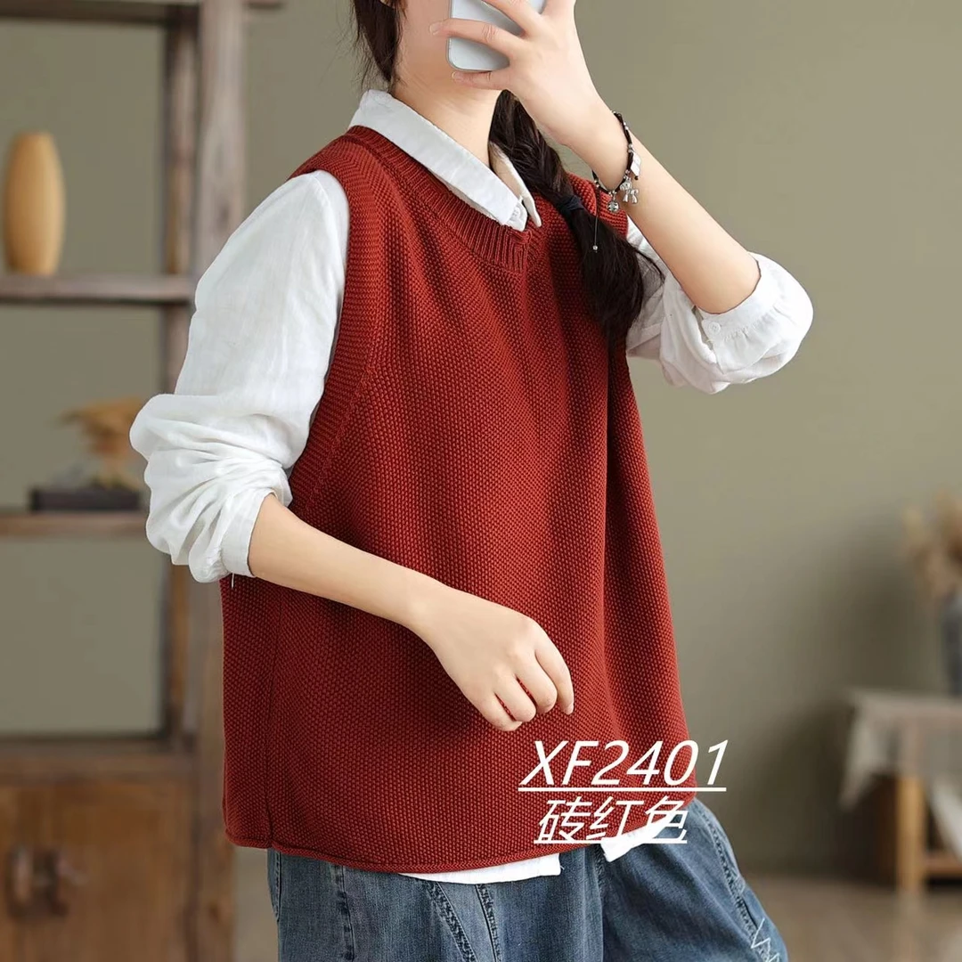 春秋款领口破坏风圆领套头百搭马甲