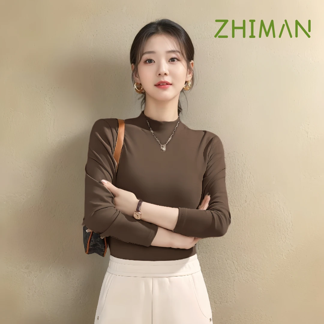 【拍一发二】绒打底衫秋冬纯色保暖女士内搭上衣显瘦气质时尚百搭