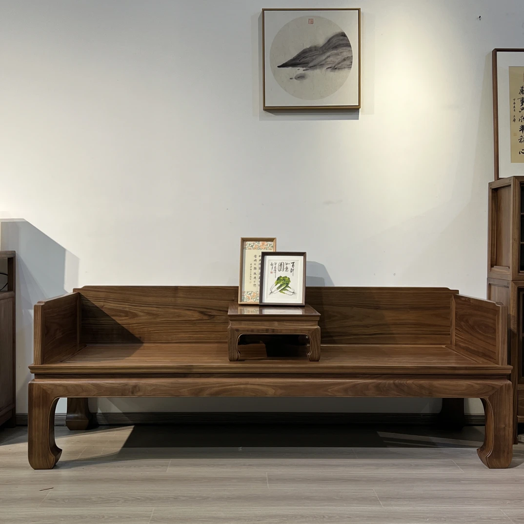 黑胡桃木经典马蹄腿罗汉床