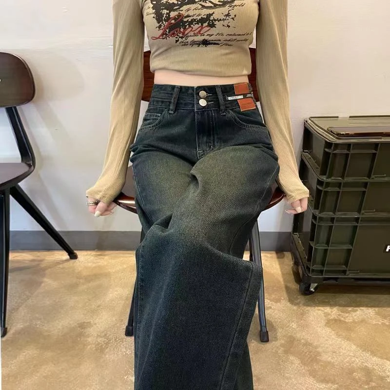 直筒牛仔裤女2025年新款春秋夏季时尚小个子宽松显瘦阔腿爆款裤子