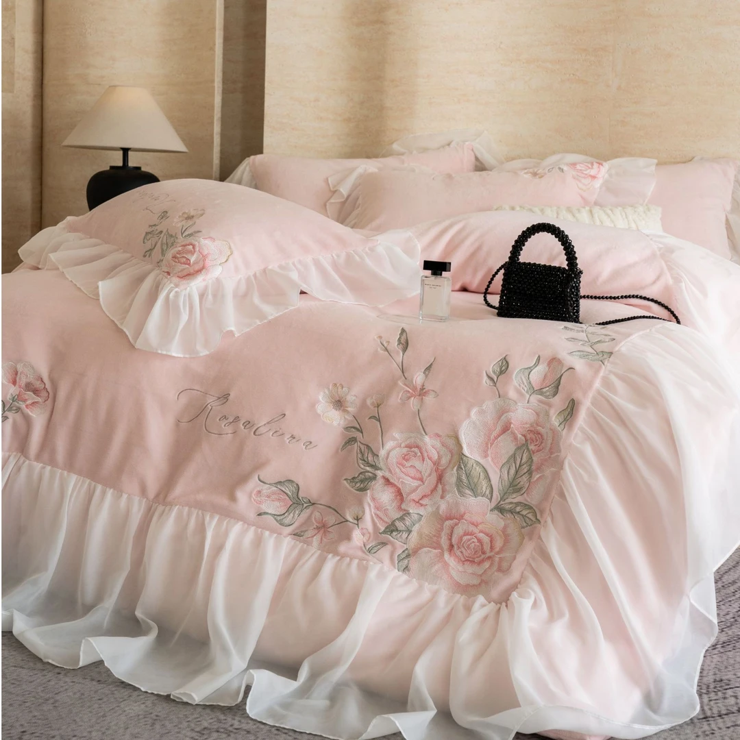 孔龙 梅丽娜 【过冬神器】法式高克重双面加厚保暖牛奶绒四件套