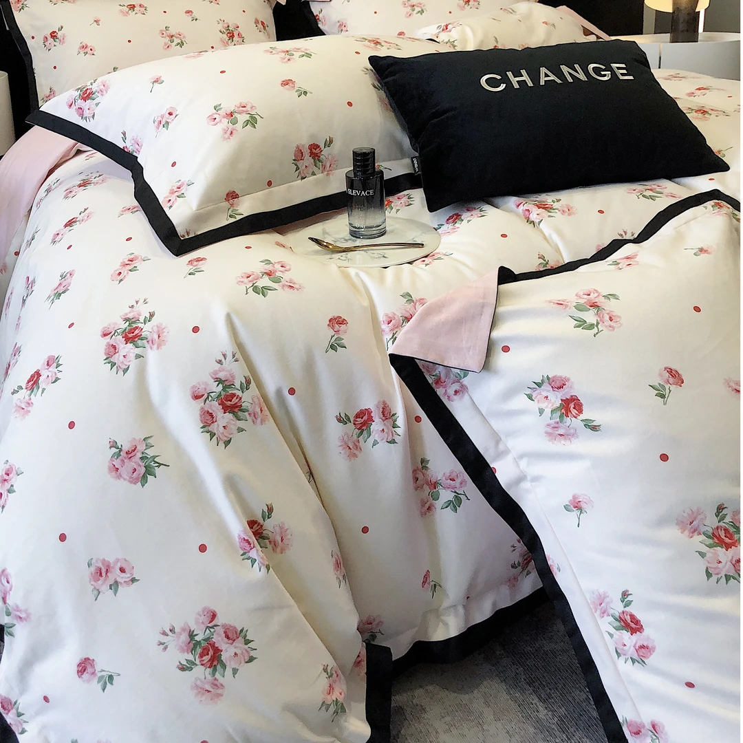 孔龙 安娜 高端高定数码印花小拼角工艺 陶瓷磨毛柔软全棉四件套