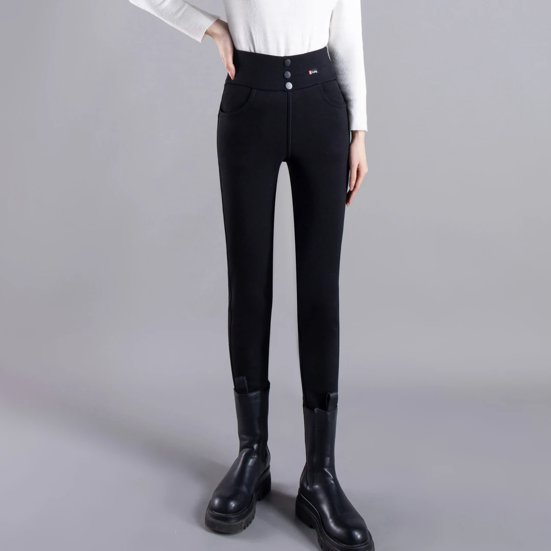 K800无痕保暖加绒显高显瘦高腰小黑裤