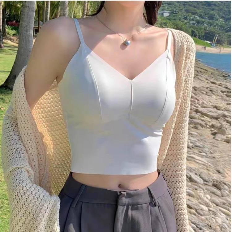 背心女无痕高品固定杯吊带背心