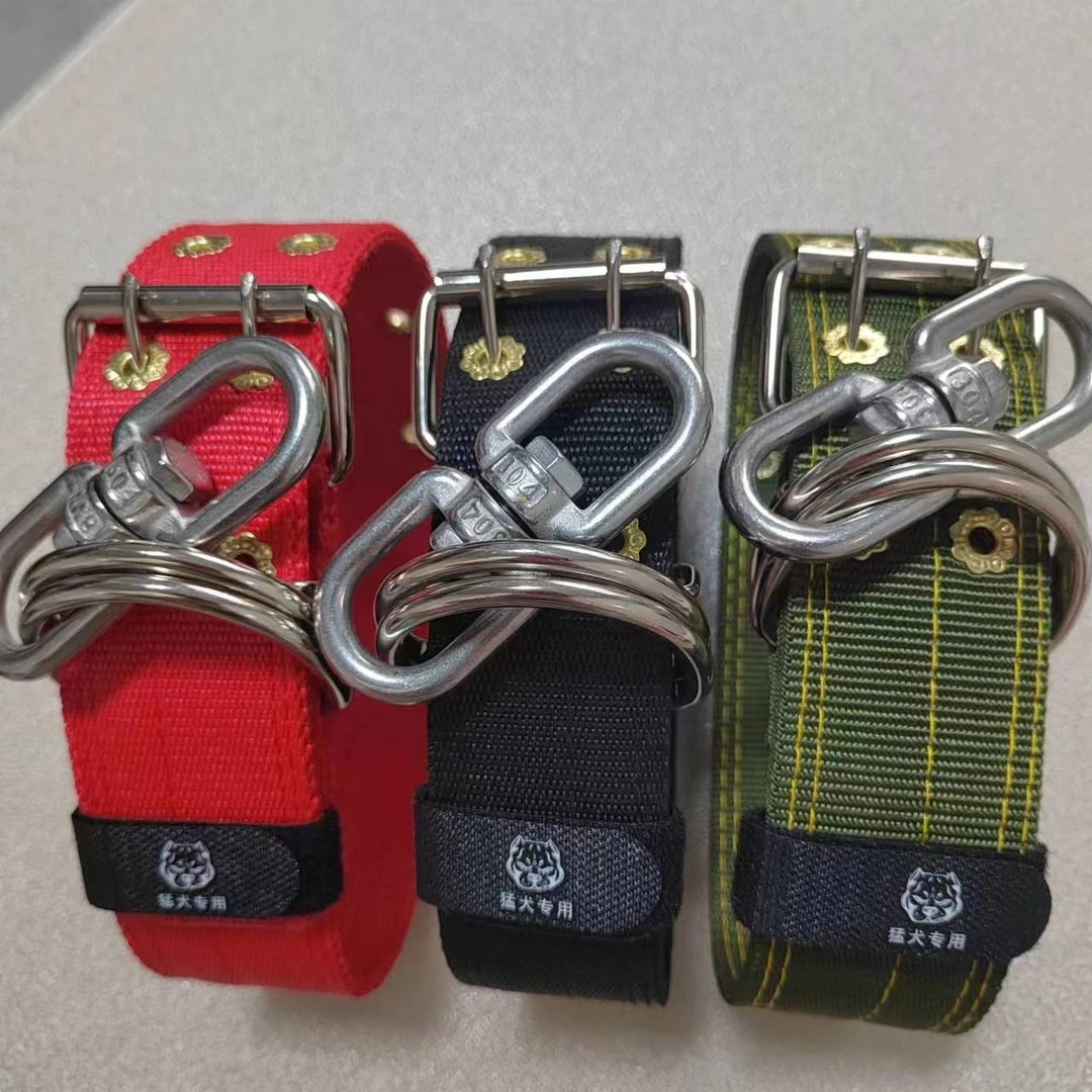 双排加厚颈圈脖套项圈大狗脖圈（不锈钢8字转环）防绕颈结实焊接