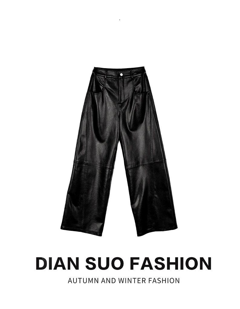 「点索DIANSUO」2024山羊皮牛皮植鞣长裤黑色-33113