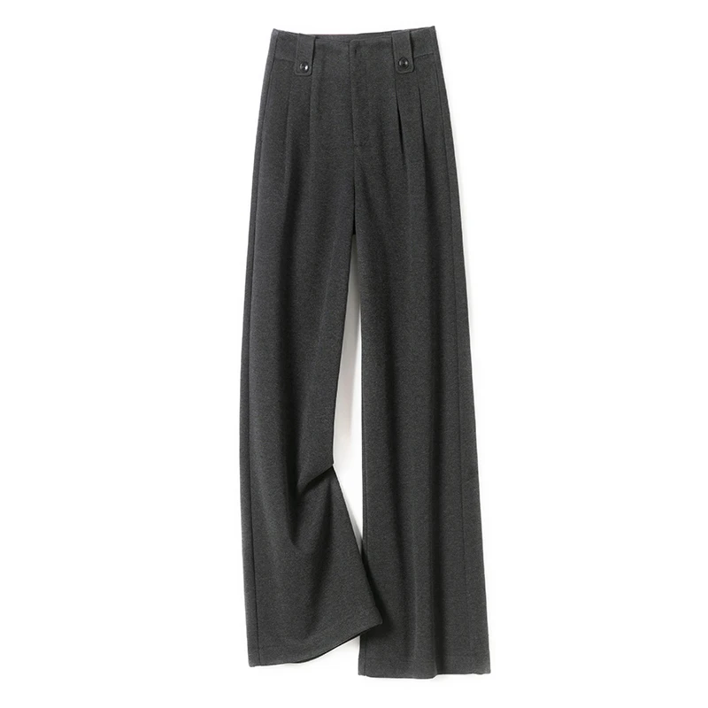 桑蚕丝羊毛裤垂感拖地阔腿裤，时尚百搭直筒裤