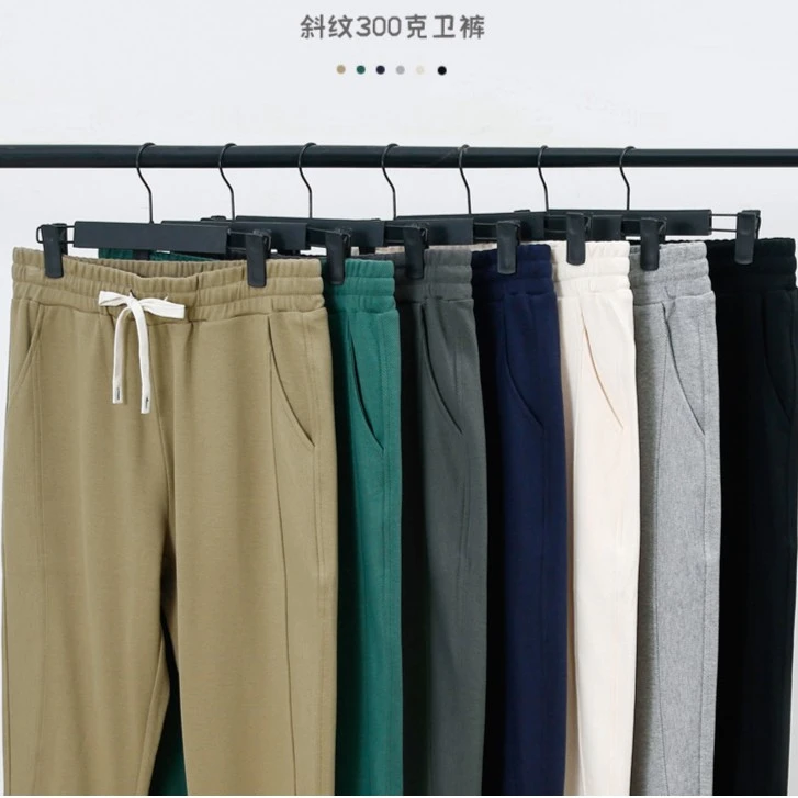 斜纹棉男裤复古休闲卫裤时尚百搭宽松运动裤加绒松紧腰男士束口裤
