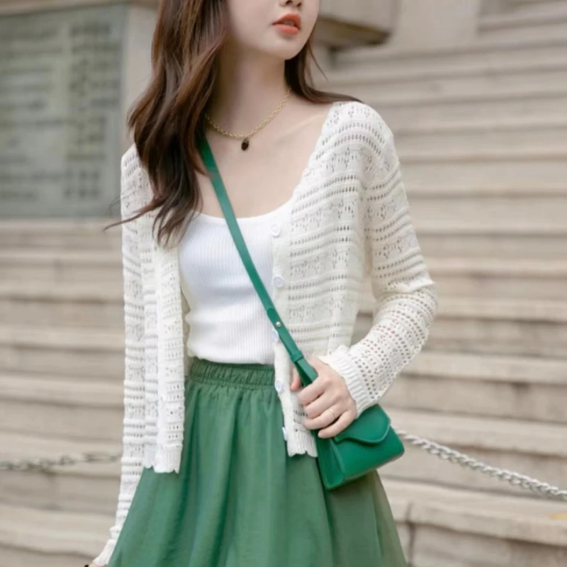 新款法式镂空长袖防晒衫