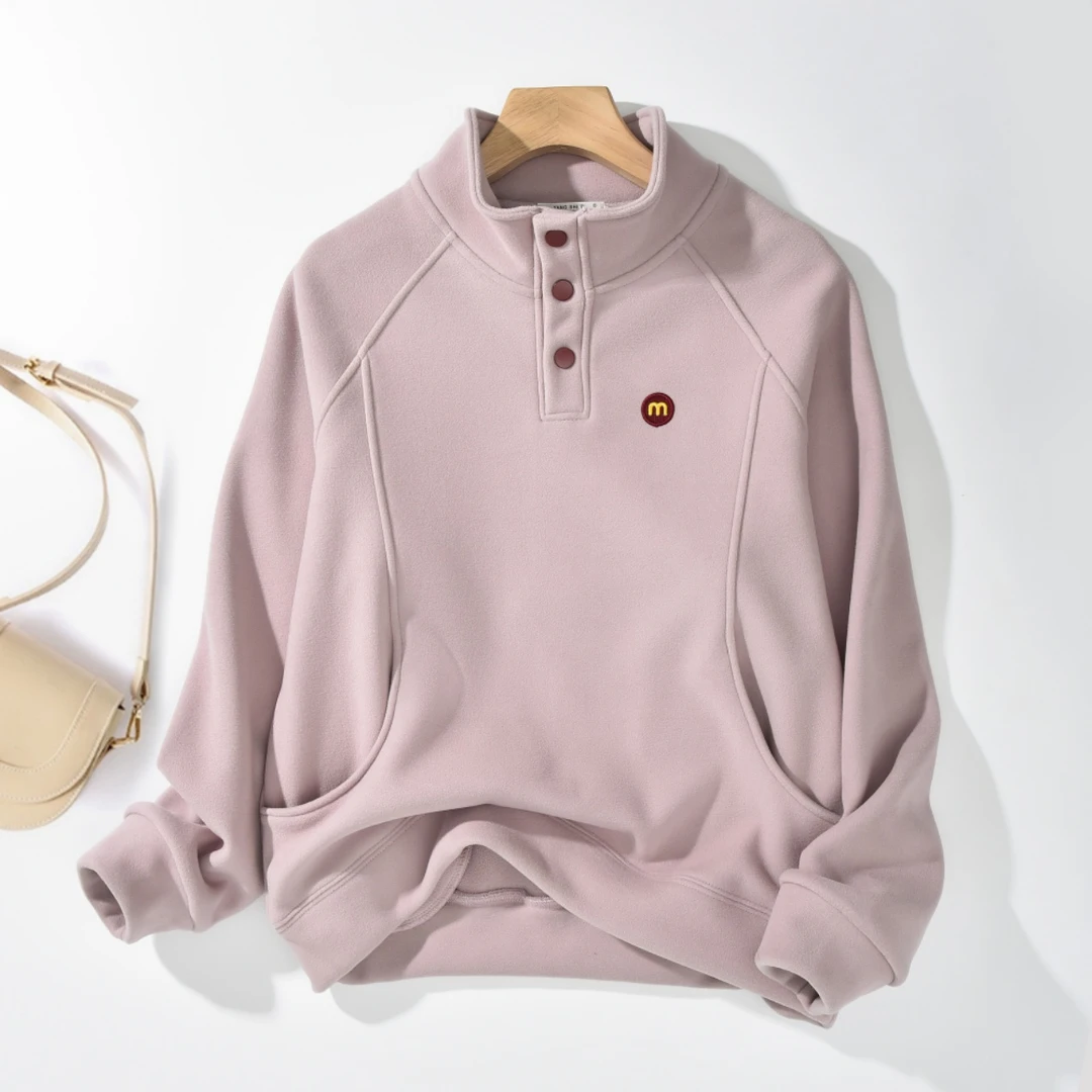 W外贸2024新款立领长袖时尚钉扣立体刺绣简约加绒百