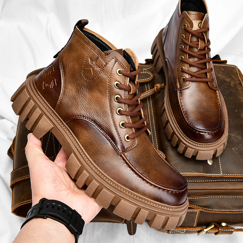 23350马丁靴男皮靴时尚百搭休闲鞋复古潮流冬季英伦厚底工装靴