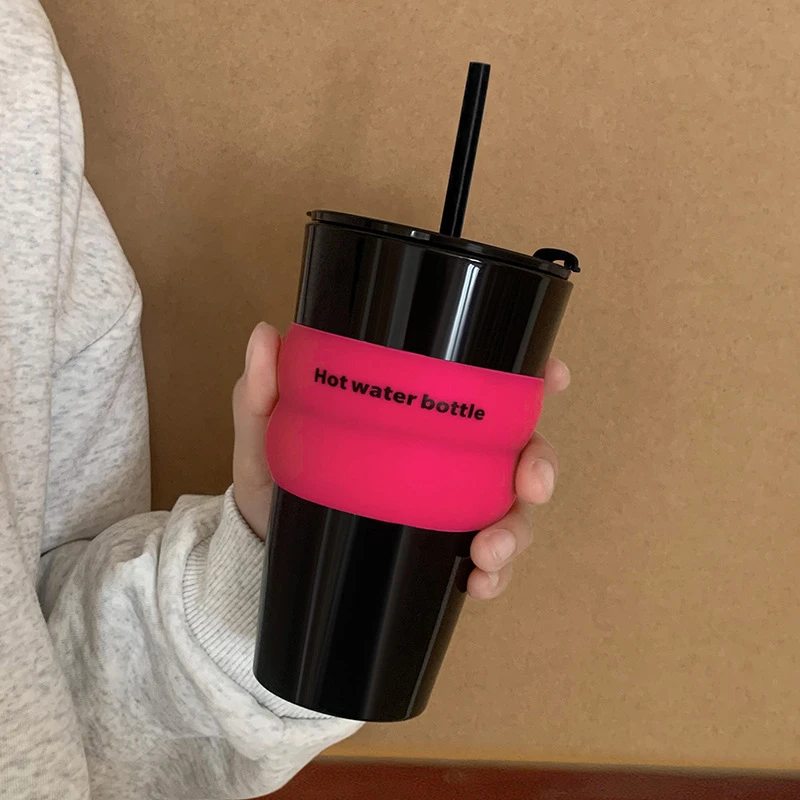 玻璃杯带盖2024新款吸管杯女生高颜值夏天水杯耐高温咖啡杯子学生