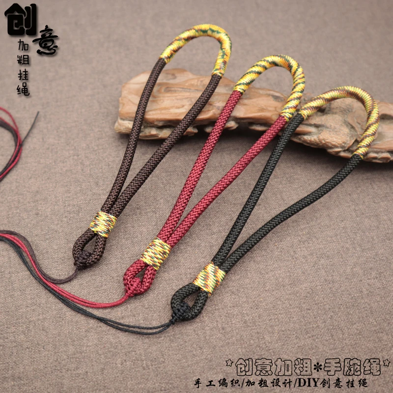 加粗手绳文玩手把件挂绳创意手工编织饰品绳国风弹弓配饰手腕挂绳