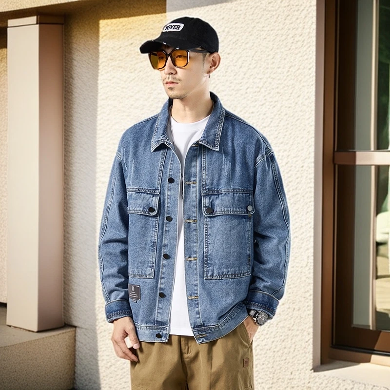 赤单669美式重磅复古牛仔外套男春秋宽松潮牌新款帅气工装夹克