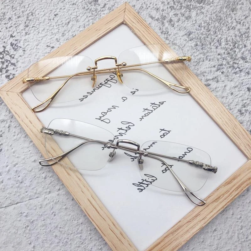 陌蔚边商务男无士眼镜韩架版框切边眼平光镜复古合金镜DPN现货