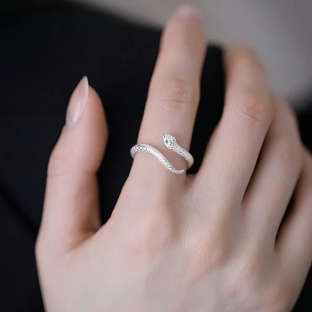 铜合金戒指 小蛇戒指灵色指环轻奢时尚小众可调节食指气质设计感