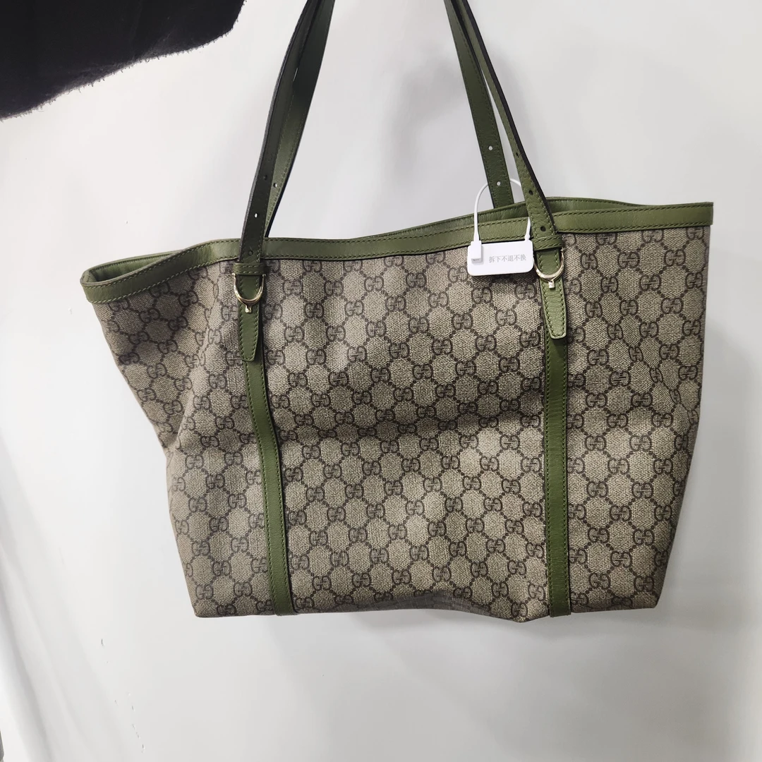 95新 GUCCI/古驰 古驰/GUCCI单肩包托特老花拼绿