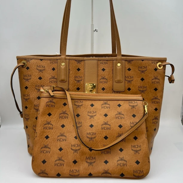95新 MCM mcm 干邑色子母托特包/1384
