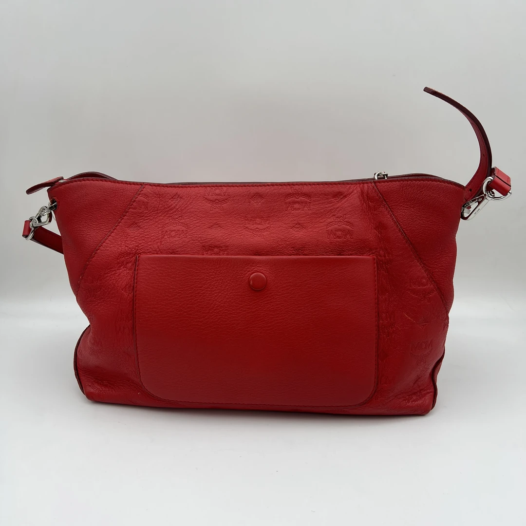 95新 MCM  mcm 红色全皮单肩斜挎包/1300