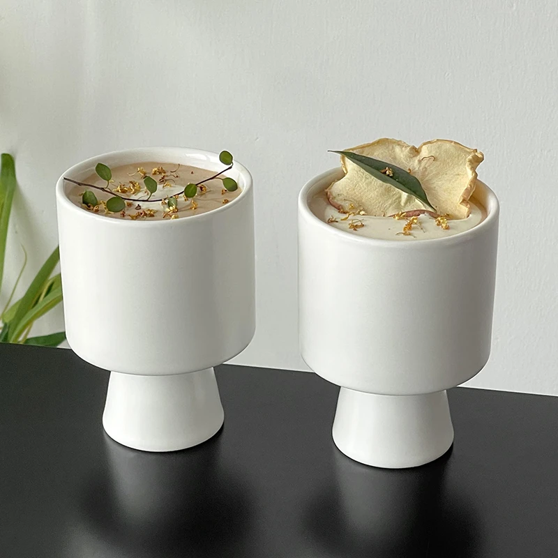 复古白色陶瓷杯家用冰美式咖啡杯拿铁杯热饮杯饮品杯果汁杯冷饮杯