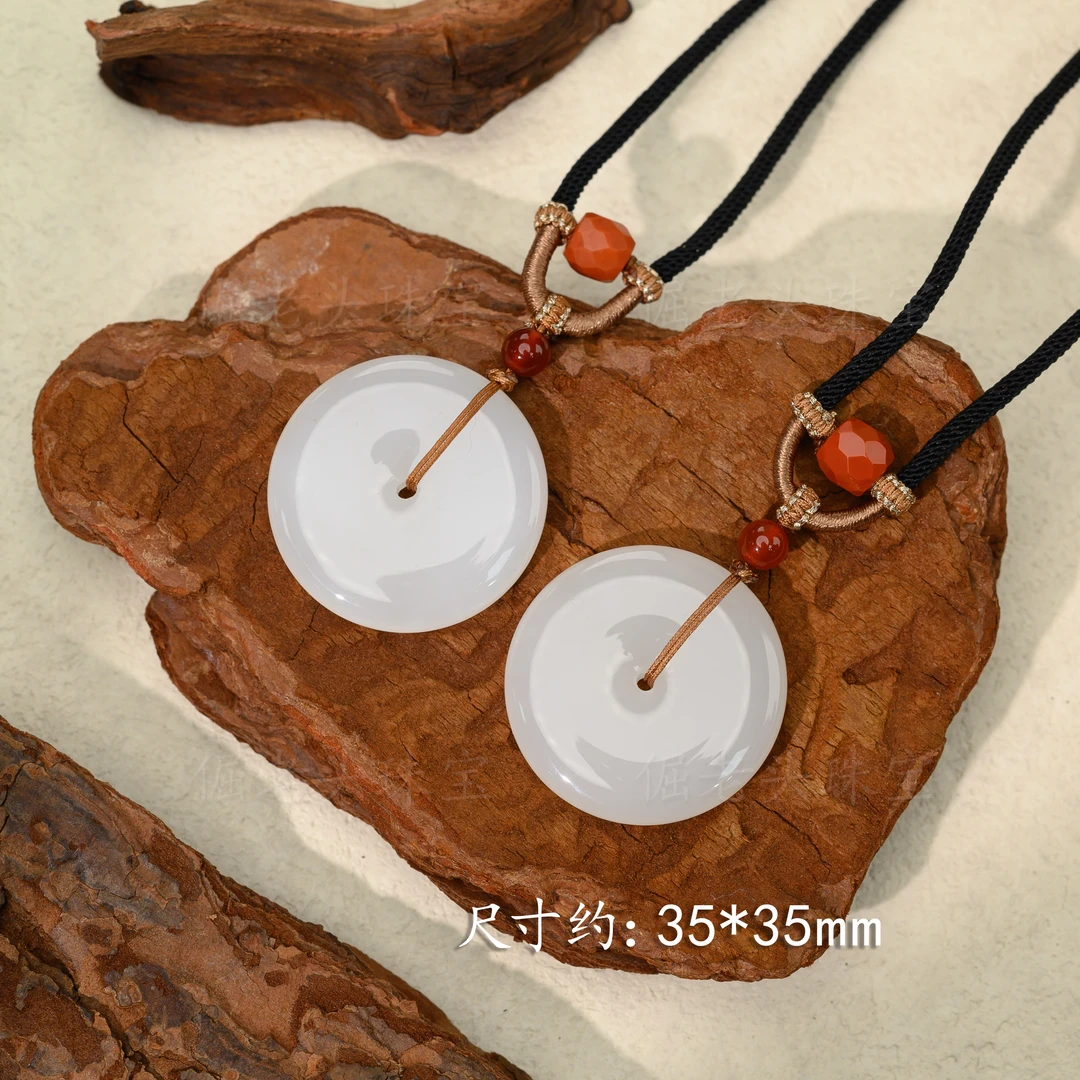 【倔老头工厂】和田玉平安扣吊坠精美款卡约35mm（配绳）多样性发一