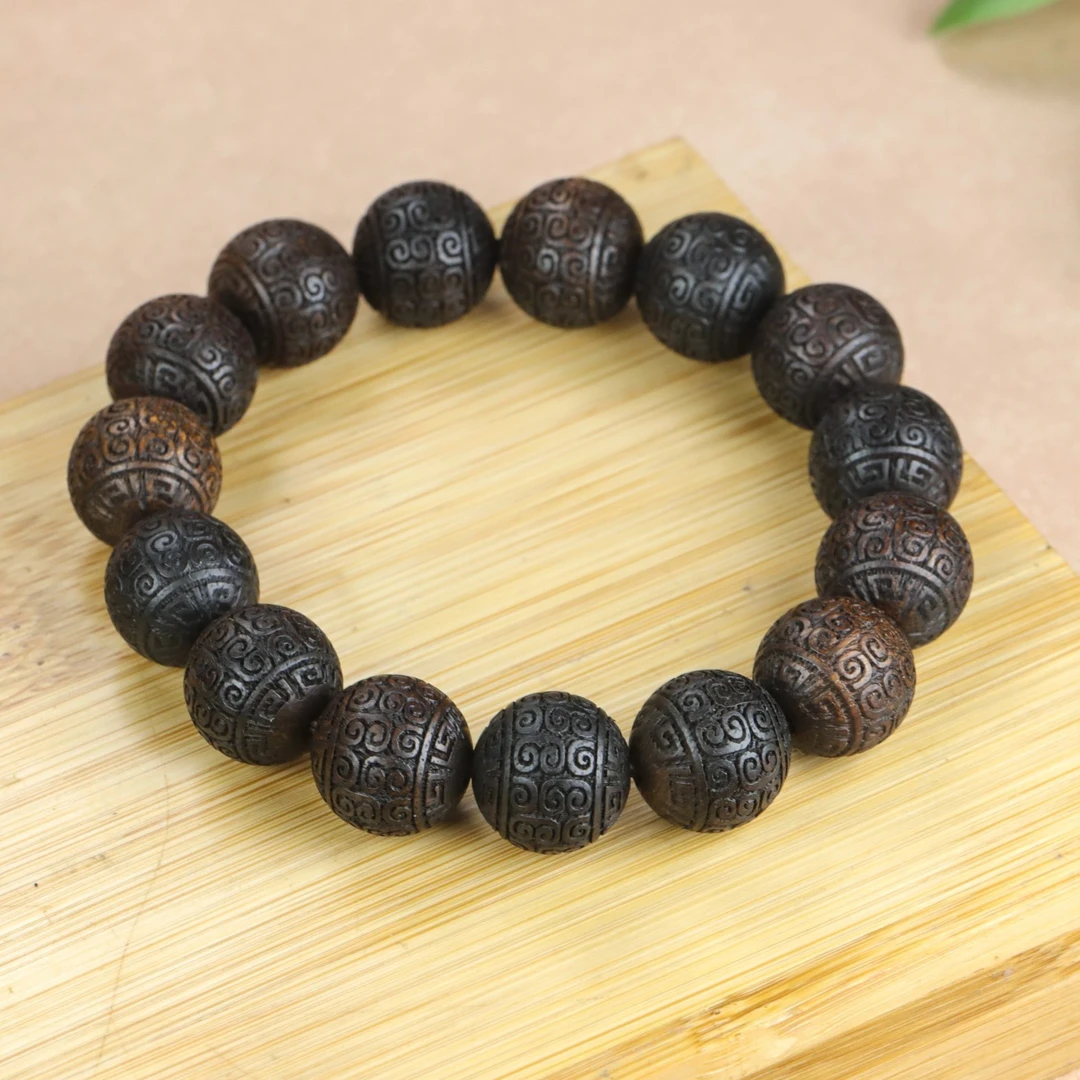 【臻香轩】富森红土沉老料野生高油黑满结香精品木雕一条