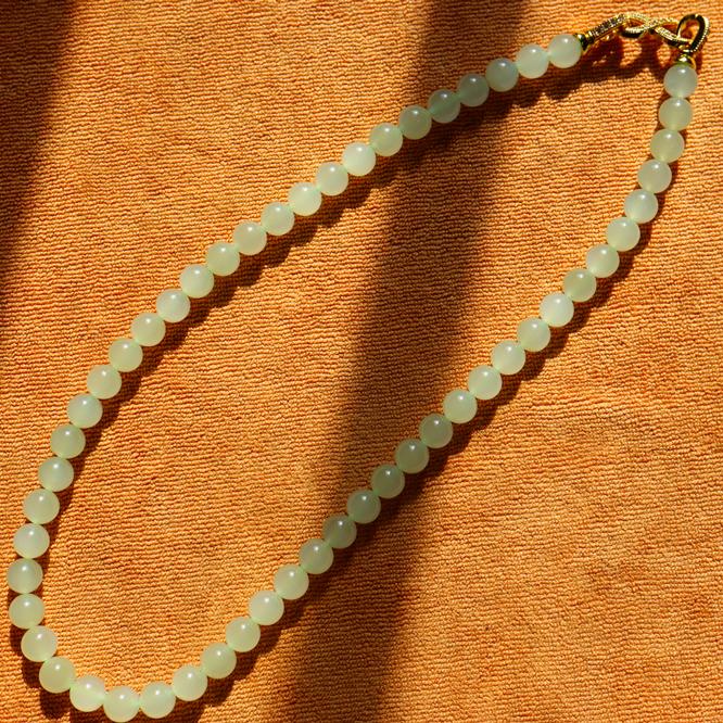 和田玉晴水妈妈链略带荧光肉细女款时尚长链8毫米