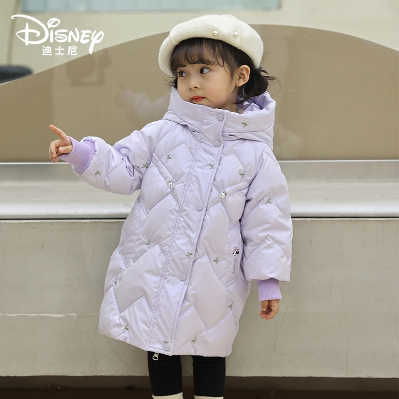Disney/迪士尼儿童羽绒服女童中小童中长款连帽韩版秋冬羽绒服