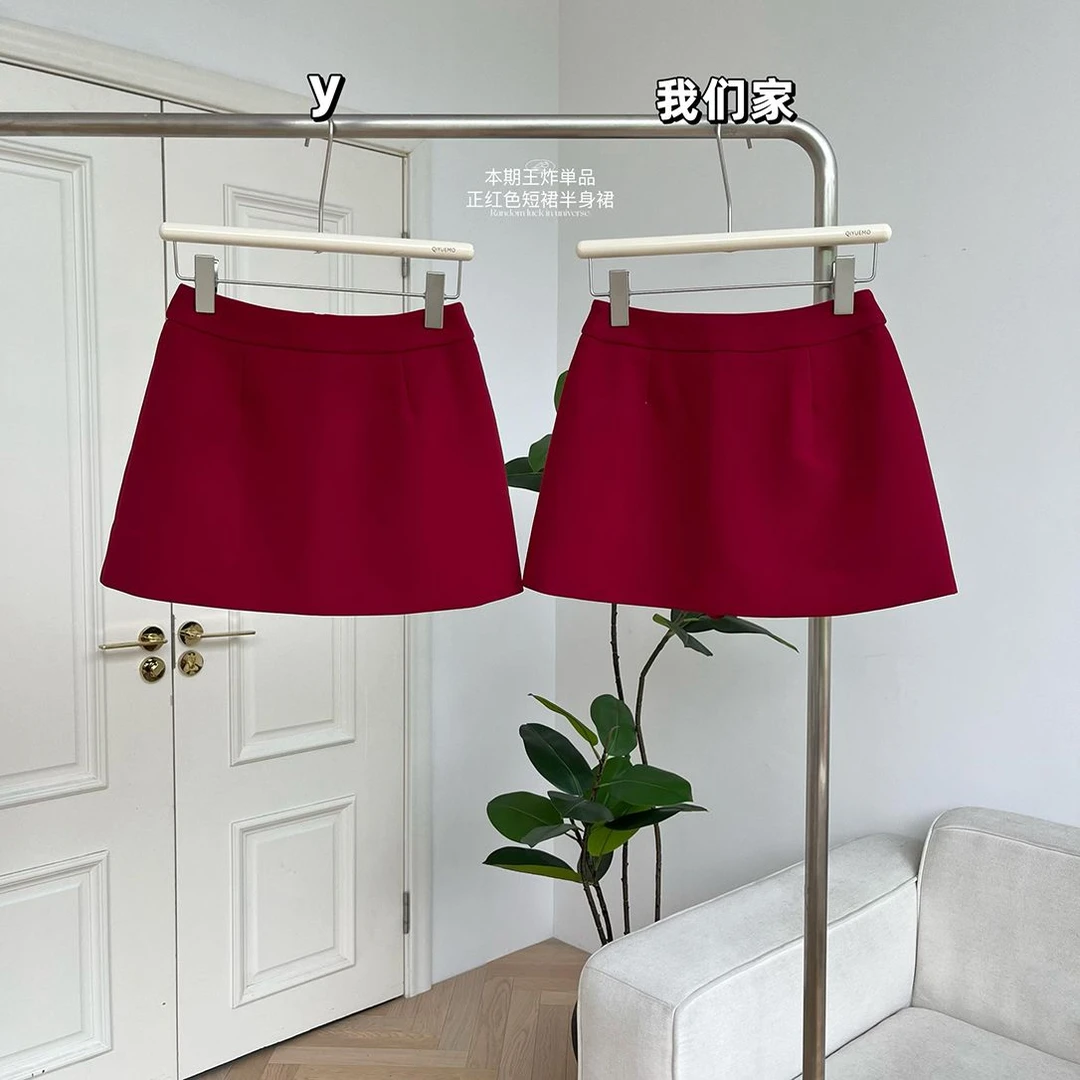 红色气质辣妹半身裙女百搭夏季薄款防走光短裙高腰显瘦休闲a字