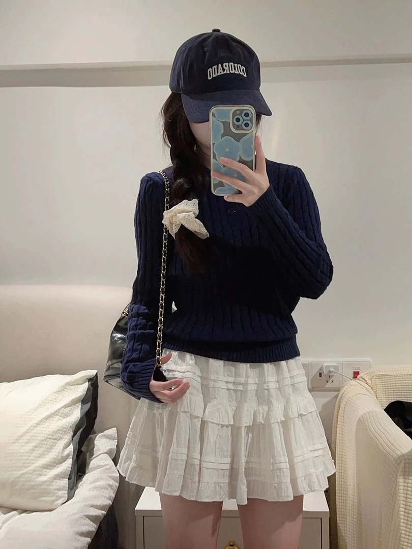 芭蕾风白色蓬蓬裙半身裙女装早秋百褶A字裙甜美蛋糕小白裙短裙子