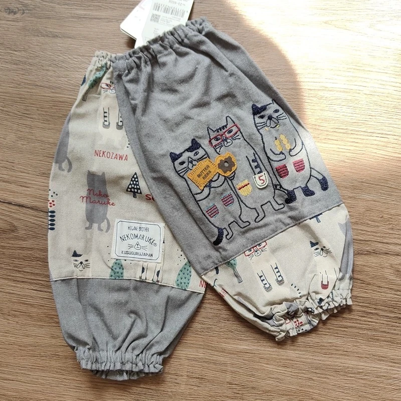 F343 日本kusuguru刺绣猫咪套袖灰色