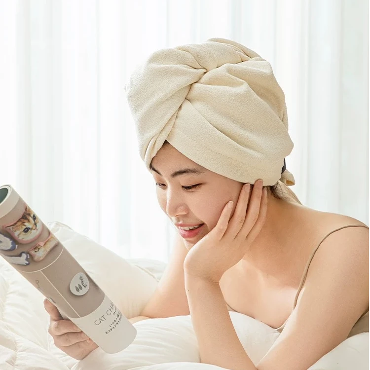 F221 蚂蚁布开口干发帽白色