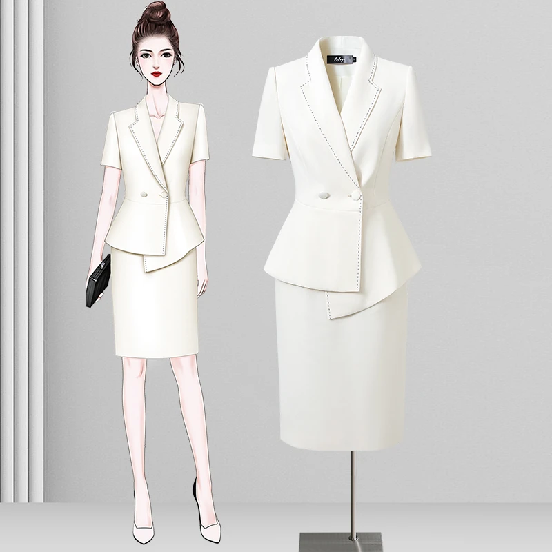 夏季职业西装套装女薄款短袖气质正装西服套裙ol通勤职场工作服