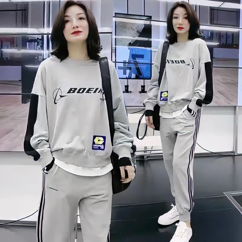 高档早秋套装女2025年网红显瘦女春秋假二运动服套装女新款