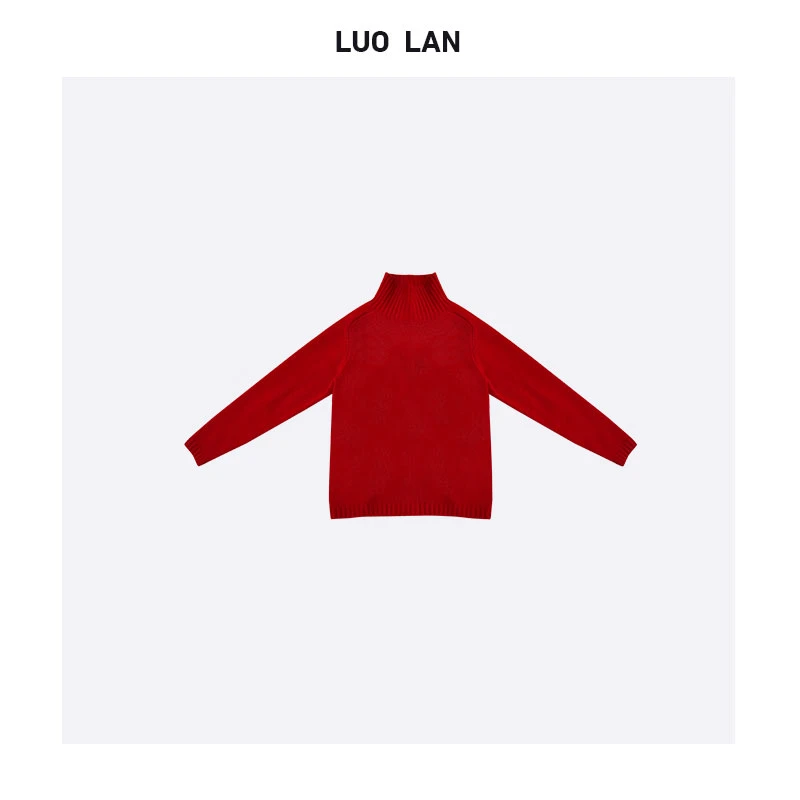 【kiki】预预 2024秋冬新款女装翻高领羊毛插肩袖毛衣 YLM00352