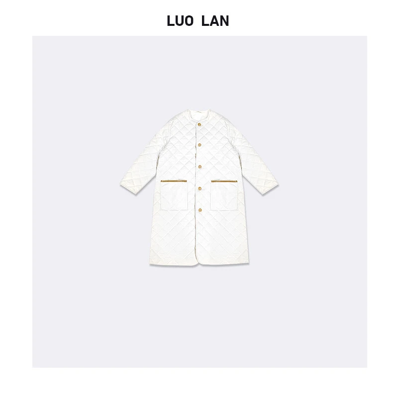 【kiki】预预 撞色镶边棉服经典绗缝中长款外套 YLM00106