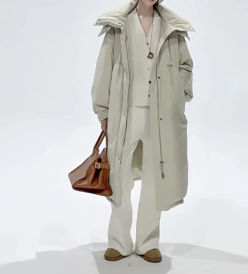 风衣款羽绒服中长款加厚保暖90白鸭绒女外套