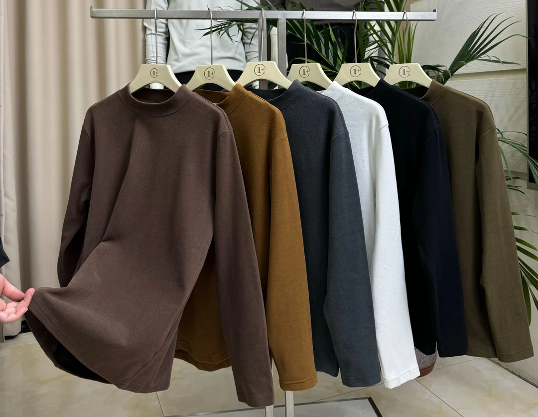 双面德卡绒打底衫男士半高领保暖双面绒长袖内搭上衣冬季时尚百搭