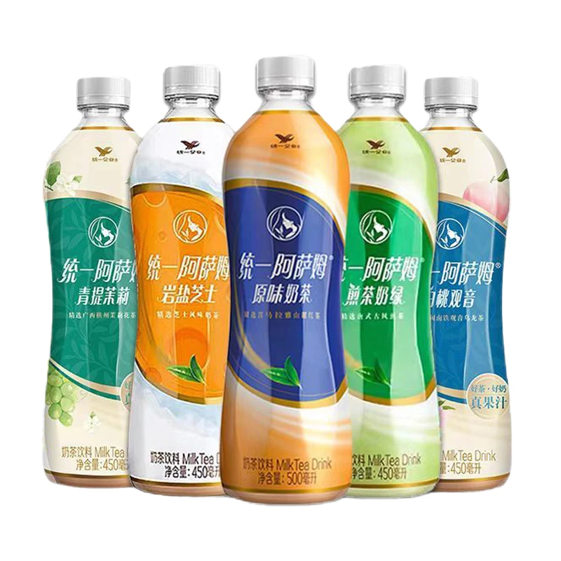 统一阿萨姆原味奶茶450/500ml*5瓶 青提白桃芝士奶绿饮料网红饮品