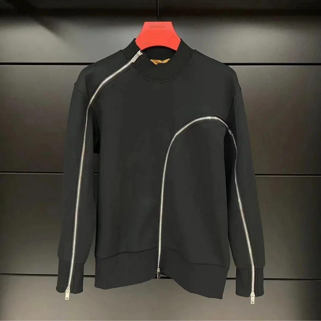 【TIME BOKAN/轻奢时尚百搭拉链个性男士圆领长袖卫衣【88728