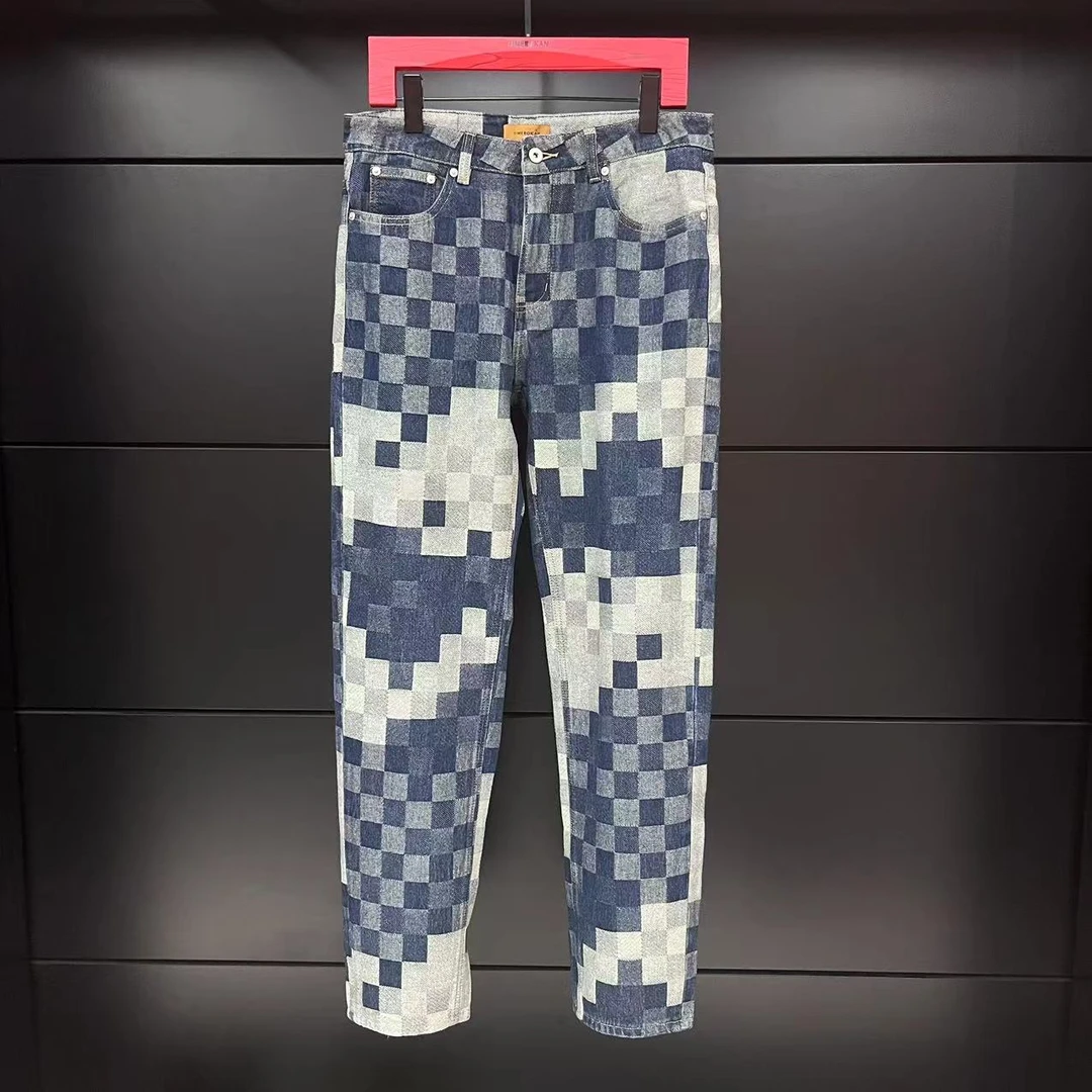 【新1.0】TIME BOKAN/秋冬新款轻奢四宫格定制牛仔裤...