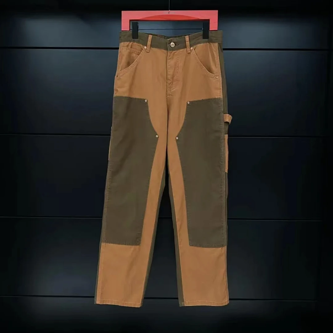 【TIME BOKAN/冬季新款拼接轻奢定制休闲裤直筒潮流伐木裤【88228