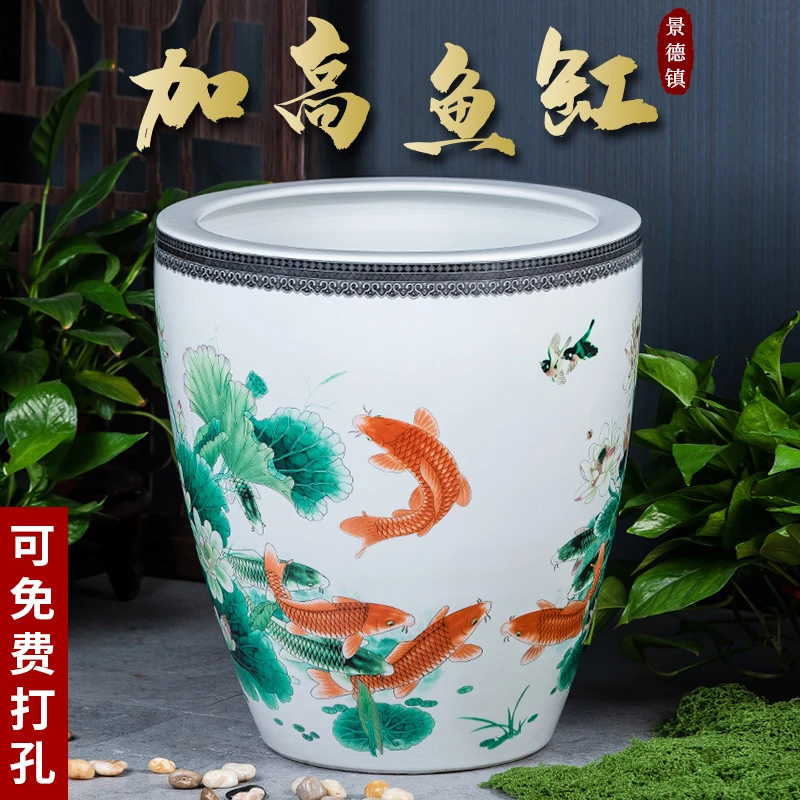 景德镇陶瓷摆件鱼缸流水器喷泉家用鱼缸大号客厅加湿招财