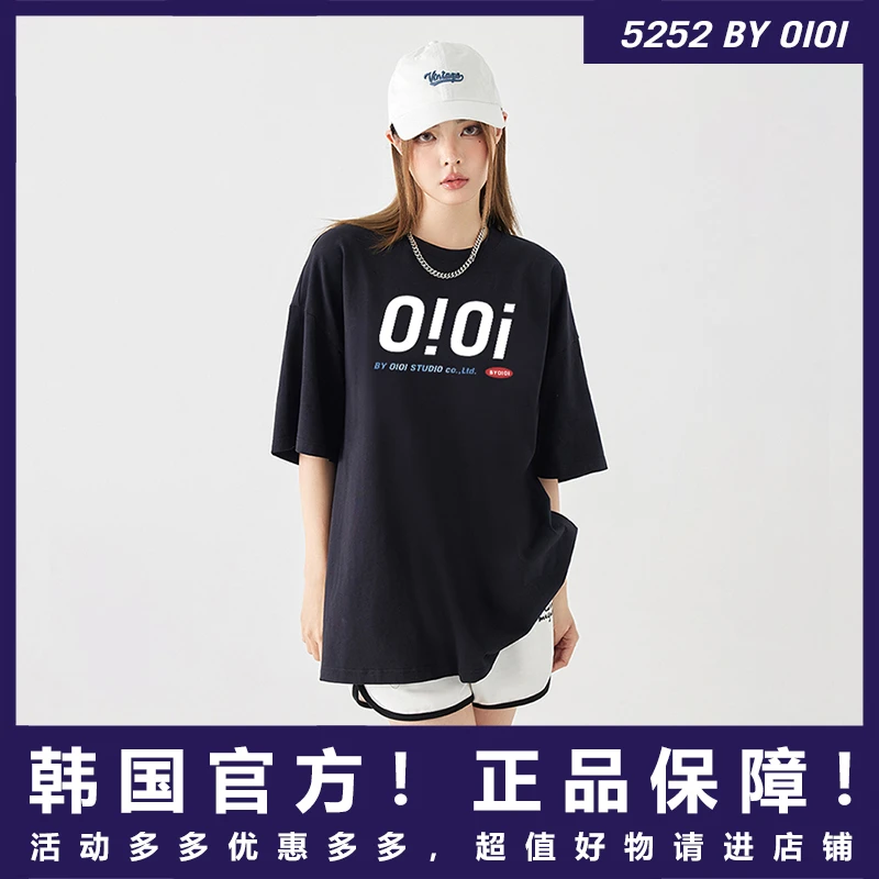 BY OIOI韩国潮牌休闲T恤美式时尚印花短袖女宽松纯棉百搭印花上衣