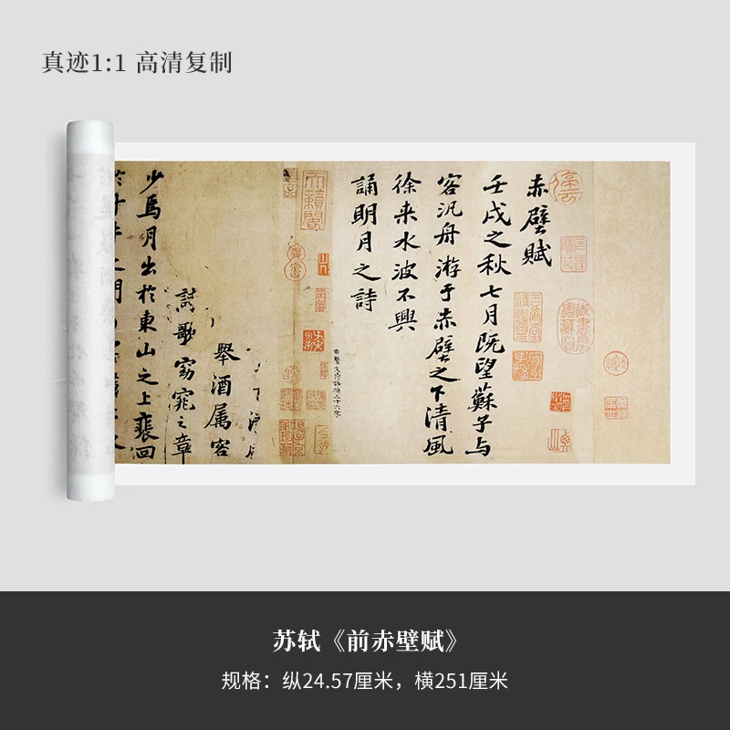 苏轼《赤壁赋》高清复制品微喷行书毛笔练字帖