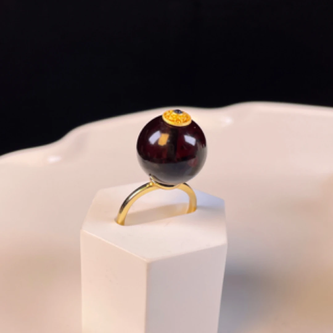 天然缅甸翳珀戒指