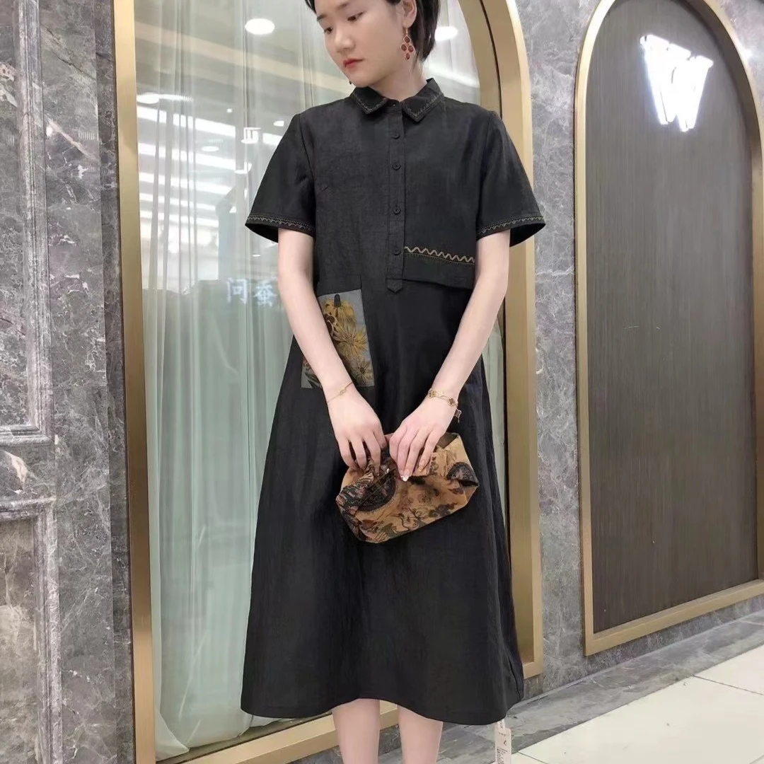 【杭州丝绸】老料香云纱龟紋显瘦高端时尚2024新款连衣裙